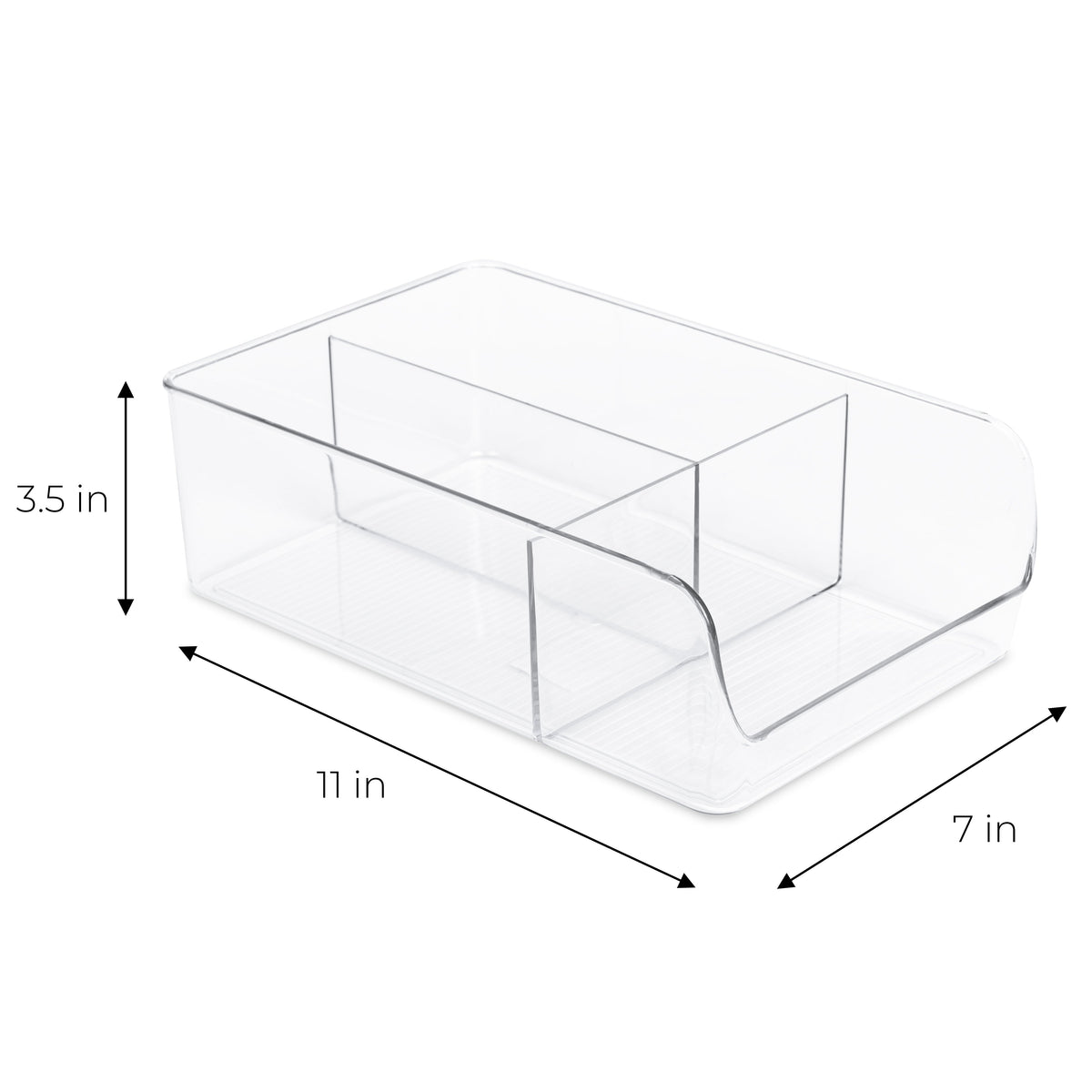 3-Compartment Clear Bin Organizer - Clear