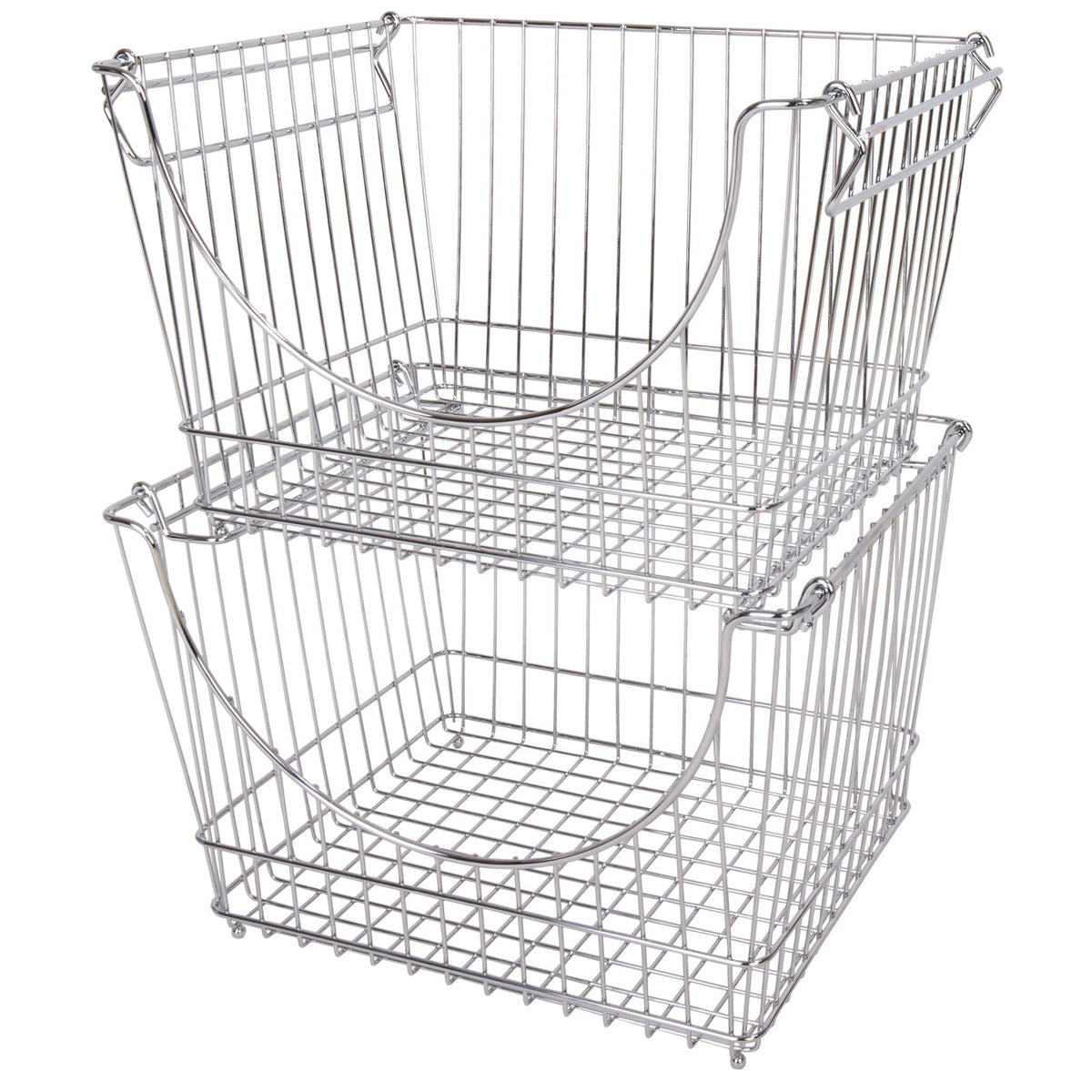 Large Metal Wire Stacking Baskets with Handles